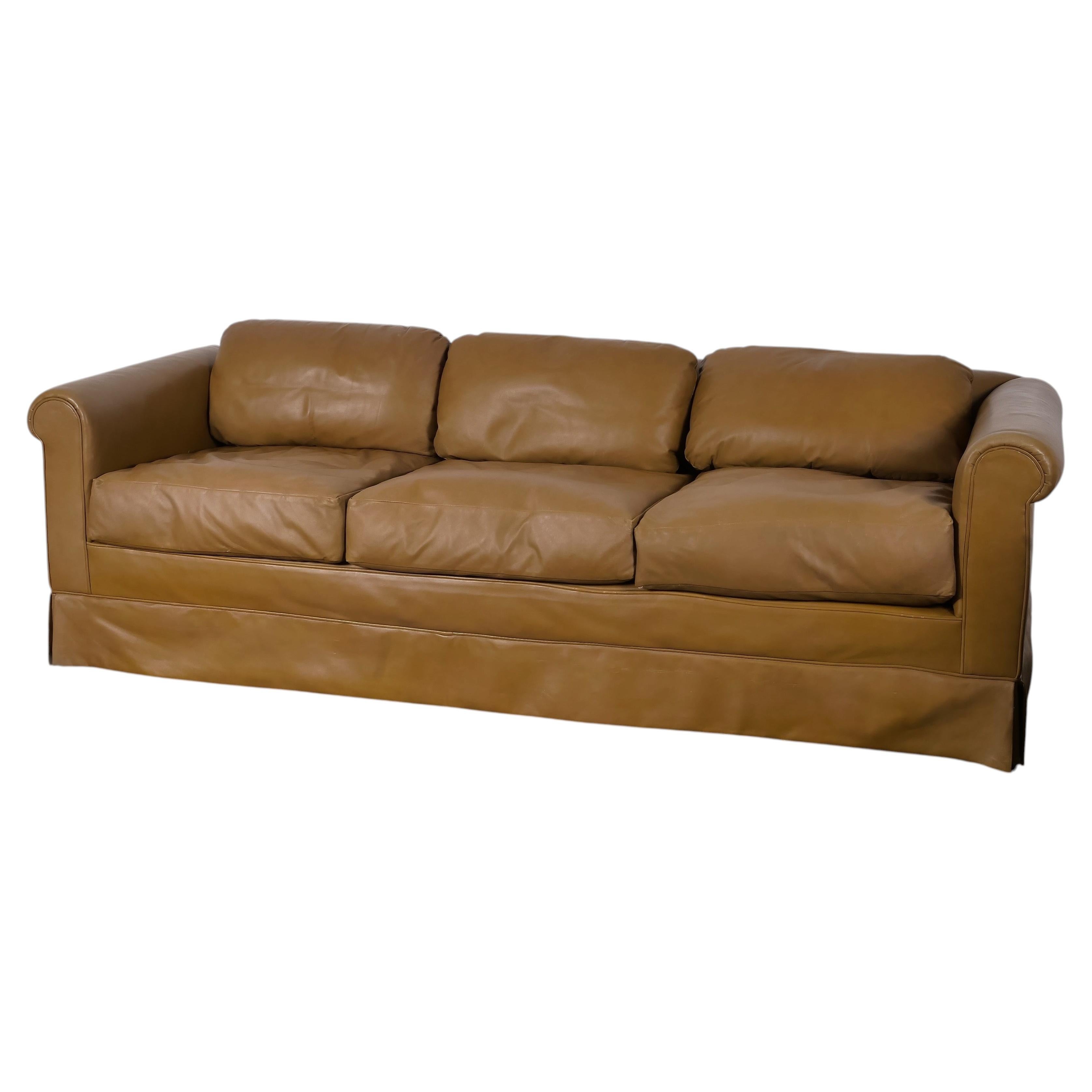 Mid-Century Modern Leather Sofa by Edward Wormley for Dunbar, 1960s For Sale