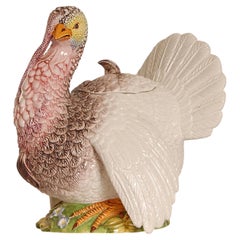 Vintage Italian Ceramic Animal Figurine Turkey Porcelain Bird Figure Tureen