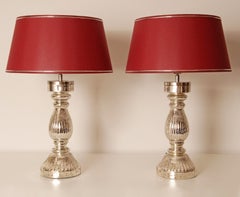 Lampade da tavolo vintage, lampade in stile country francese, vetro effetto argento mercurio, moderne - A Pa