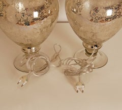 Vintage French Country Lamps Glass Table Lamps Faux Mercury Glass Modern A Pair