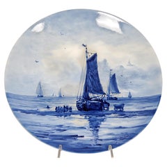 Royal Delft Plate Seascape Blue and White Large Mesdag Wall Plaque Handpainted