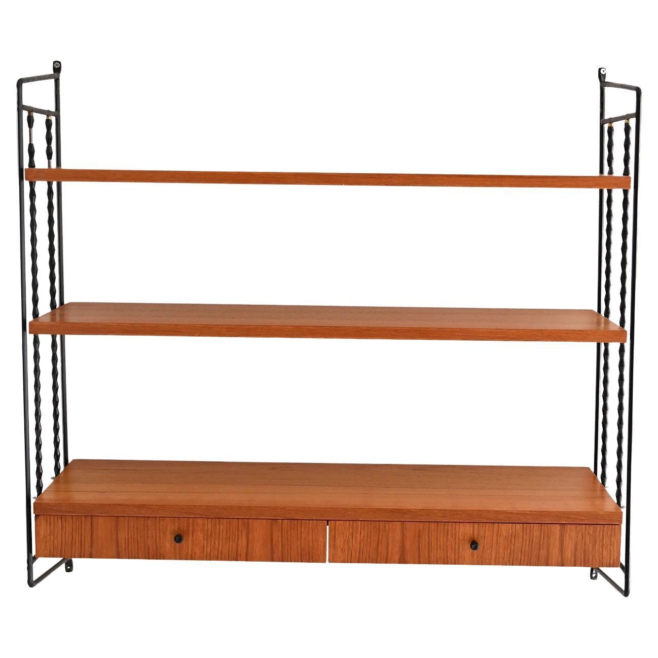 Sistema mensole Hylla scandinavo in teak con cassetti For Sale