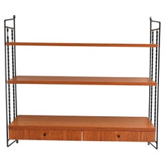 Sistema mensole Hylla scandinavo in teak con cassetti