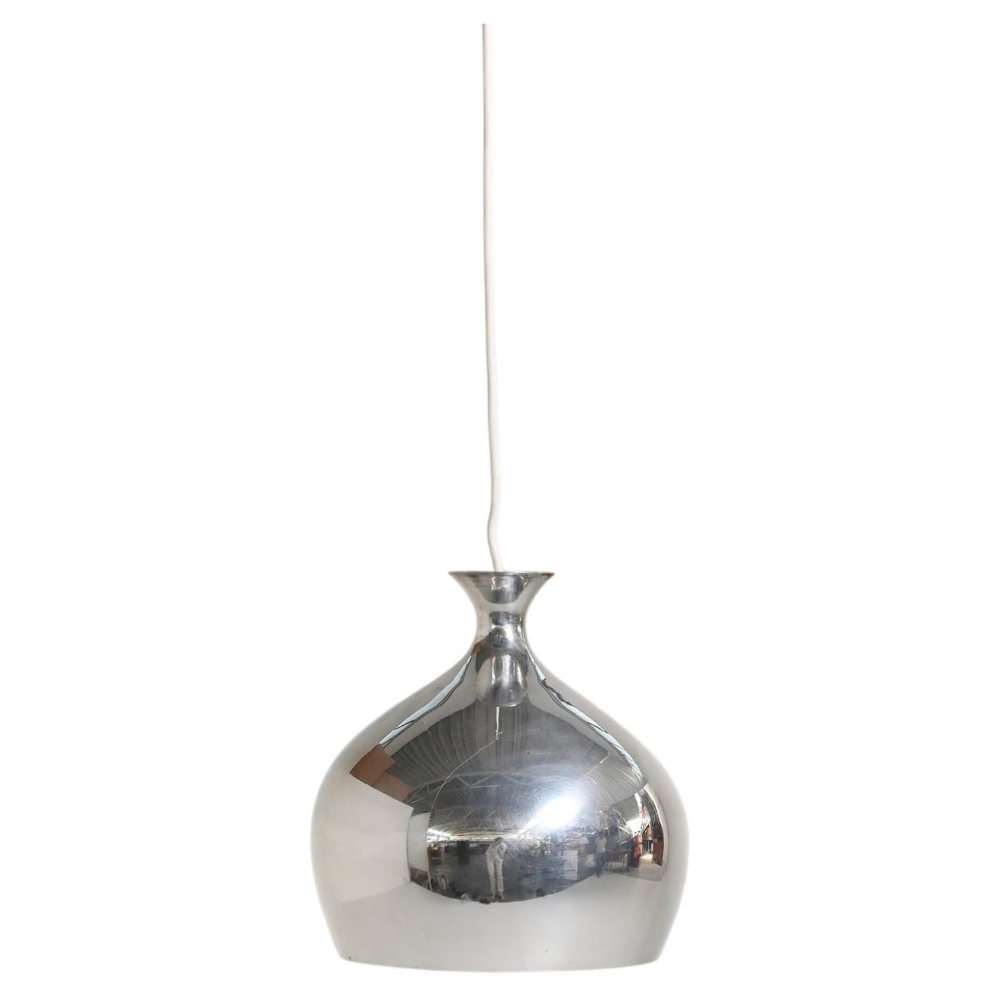 Chrome-plated metal ceiling lamp, Scandinavia, 1960s For Sale
