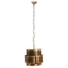 Brutalist brass ceiling lamp, Denmark, 1960s