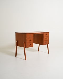 Bureau scandinave en teck à six tiroirs, années 60
