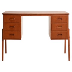 Scandinavian teak desk with six drawers, 1960s