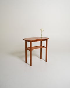 Nordic-style pine console table with shelf, 1950s–1960s