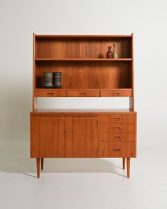 Teak bookcase with writing desk, Scandinavian-made, 1960s