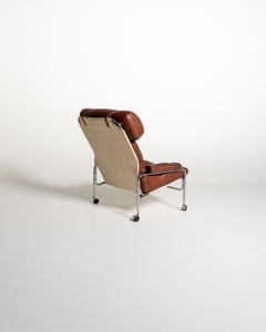 Leather and chrome-plated steel armchair, Sweden, 1960s/1970s