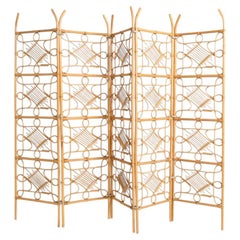 Five-panel rattan screen, Scandinavia, 1960s