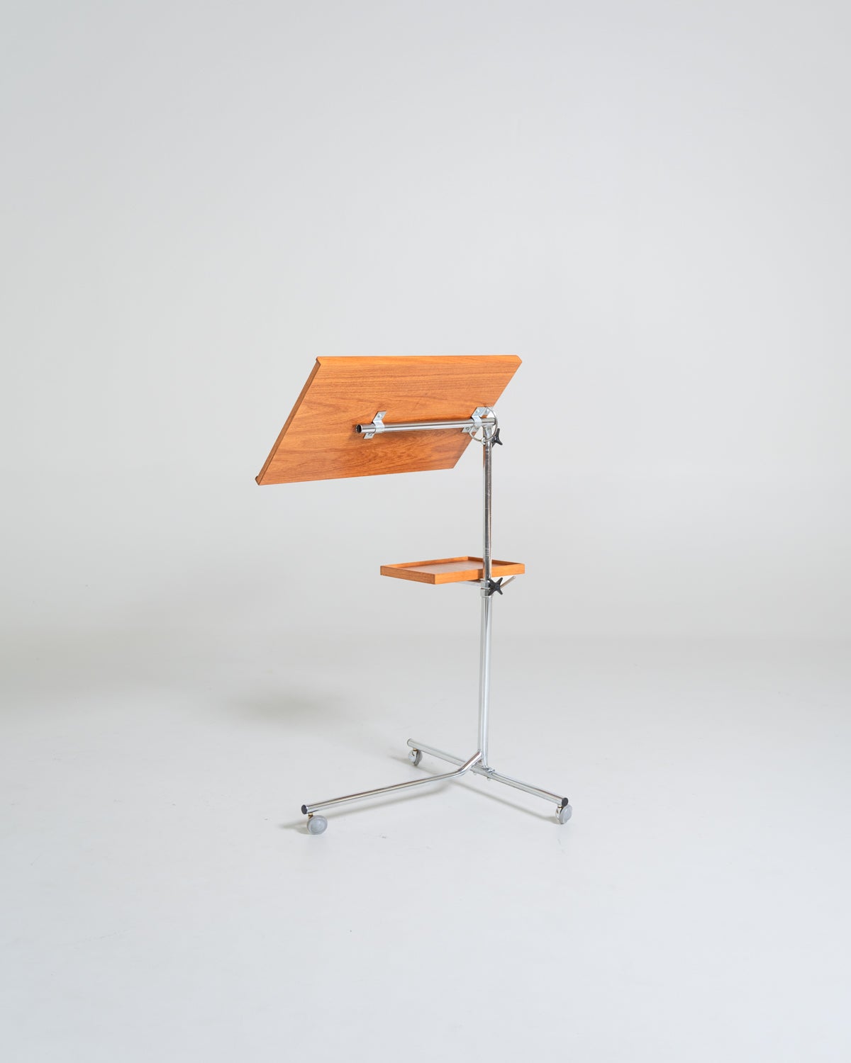 Adjustable reading table in teak and chrome-plated metal, Scandinavia ...