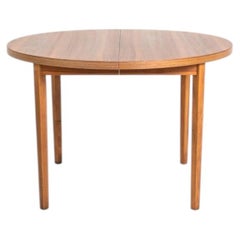 Round, extendable walnut dining table, Sweden, 1960s