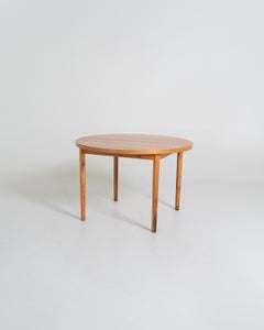 Round, extendable walnut dining table, Sweden, 1960s