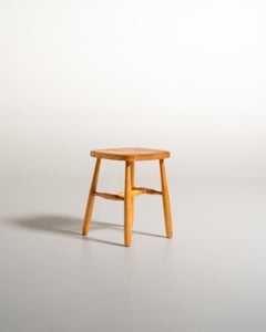 Tabouret scandinave en bouleau, années 50