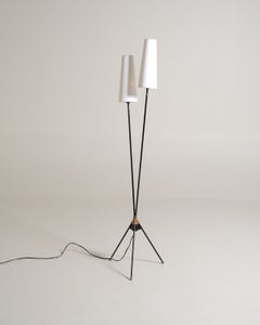 Scandinavian floor lamp with two lampshades, from the 1950s