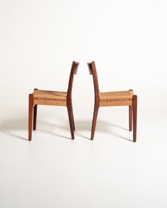 Paire de chaises scandinaves avec assise en corde, années 60