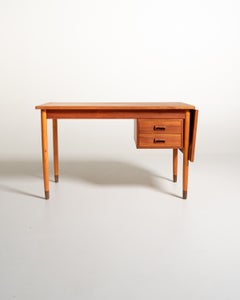 Scrivania scandinava in teak con allunga a ribalta, anni ’50/’60