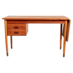 Scrivania scandinava in teak con allunga a ribalta, anni ’50/’60