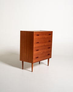 Commode scandinave en teck à quatre tiroirs, années 60