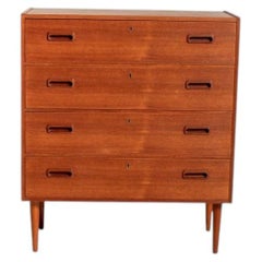 Commode scandinave en teck à quatre tiroirs, années 60