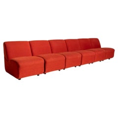 Vintage modular sofa in red fabric, Italy, 1970s