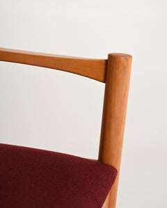 Set of 6 beechwood chairs with armrests, Denmark, 1960s
