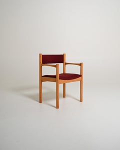 Set of 4 beechwood chairs with armrests, Denmark, 1960s