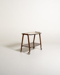 Dark-stained beech service cart