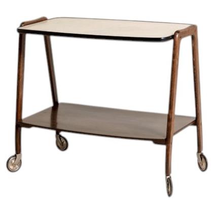 Dark-stained beech service cart