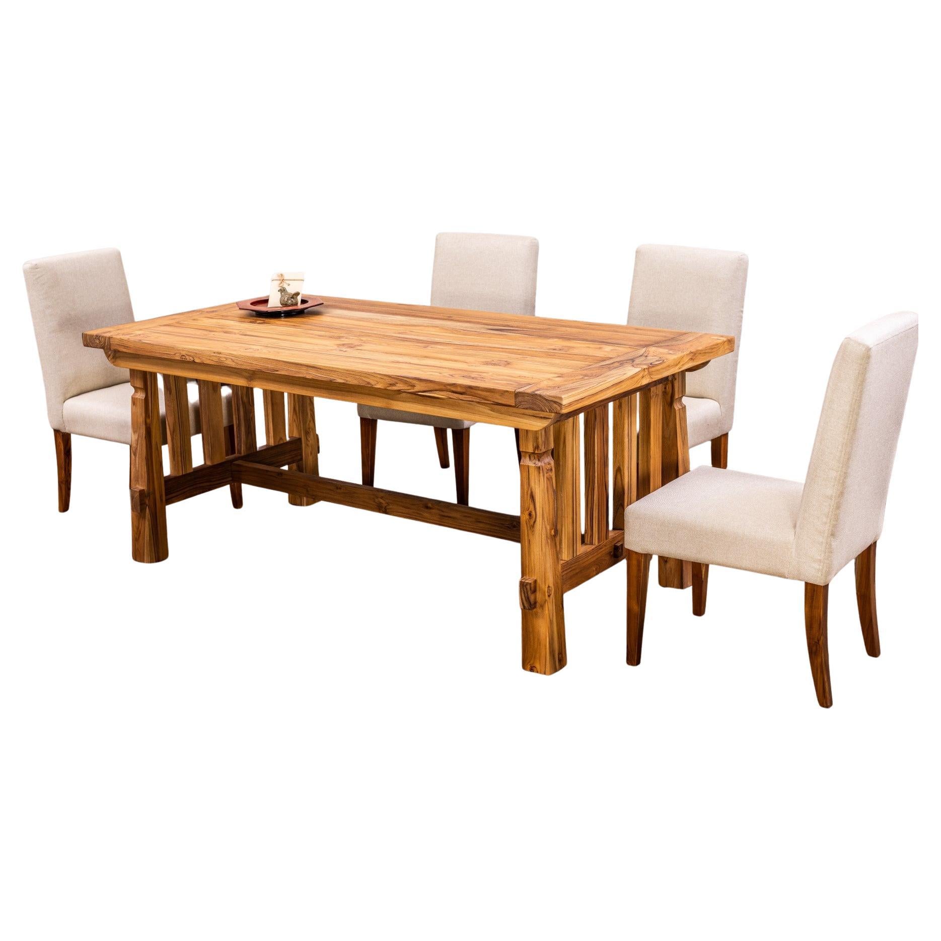 Solid Teak Sonora Dining Table in a Sandblasted Natural Finish