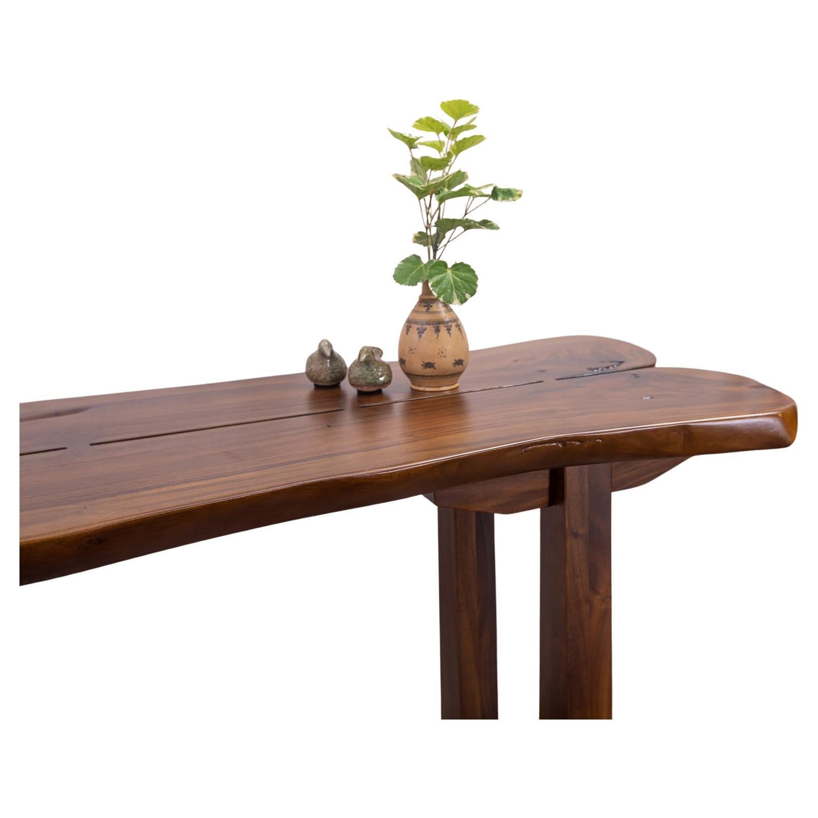 Consola de madera de acacia inspirada en Nakashima, única en su especie, hecha a mano en venta