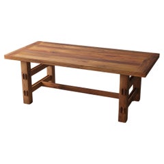 Massiver 2" Teak Modern Rustic Esstisch in einer glatten natürlichen Oberfläche