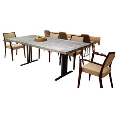 Solid TeakTable in Sandblasted Weathered with Grey Metal legs