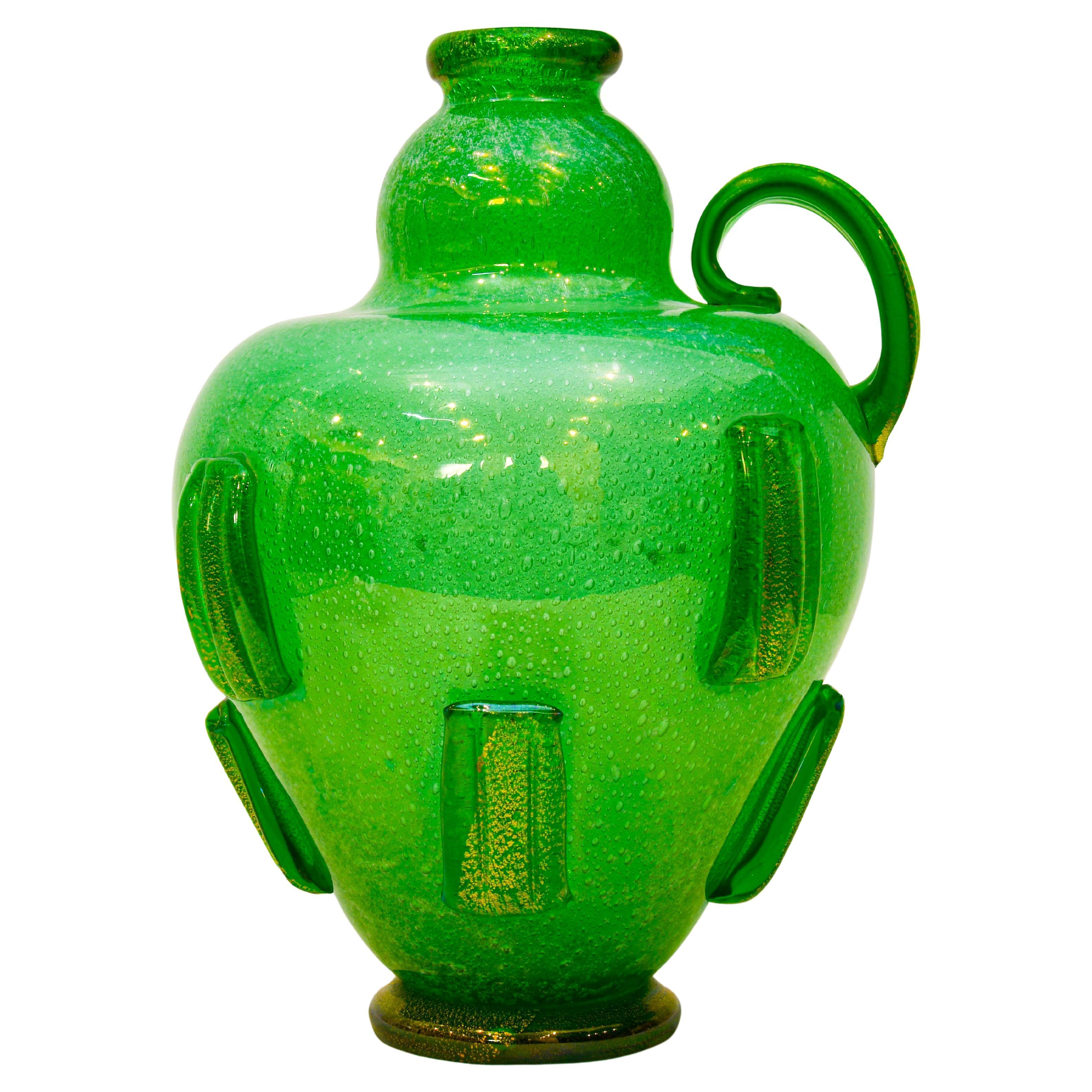 Vase Pulegoso en verre de Murano « Amphore » de Napoleone Martinuzzi pour Venini