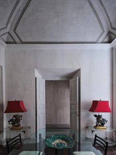 Set of 2 Lamps with Glazed Ceramic Pho Dogs