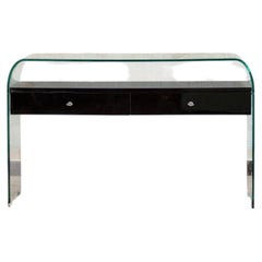 Bent Glass Console With Suspended Drawers – 1990s – Lacquered Series