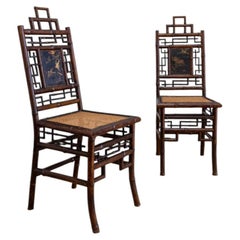 Pair of Chairs With Painted Panels – Perret et Vibert – France – Early 1900s
