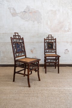 Pair of Chairs With Painted Panels – Perret et Vibert – France – Early 1900s