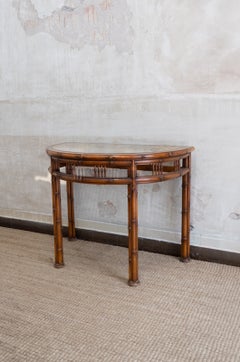 Pair of Faux Bamboo Demi-Lune Consoles – 1970s