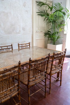 Faux Bamboo and Vienna Straw Dining Set – 1970s