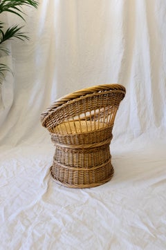 Woven Wicker Armchair – 1970s
