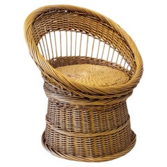 Woven Wicker Armchair – 1970s
