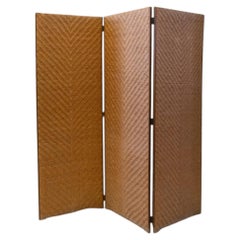 Three-Panel Woven Wicker Screen – 1970s