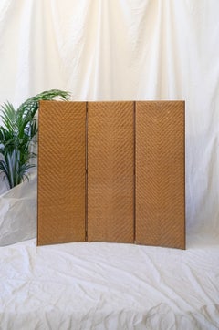 Three-Panel Woven Wicker Screen – 1970s