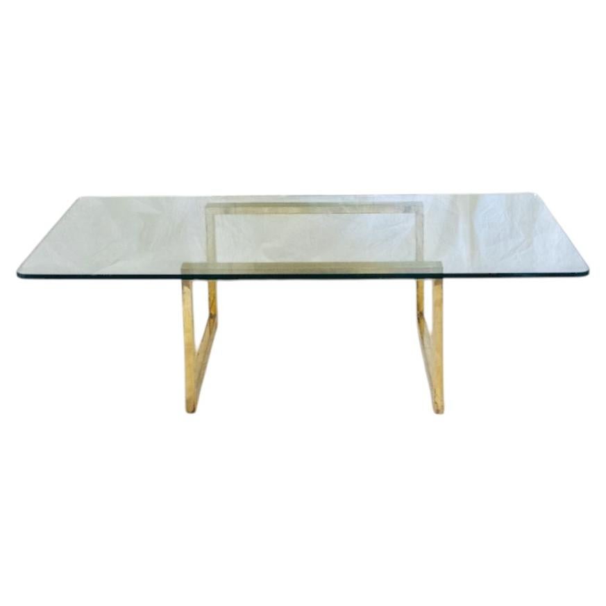 Brass and Glass Coffee Table – 1980s For Sale