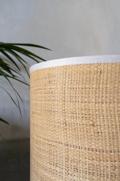Ceramic Table Lamp With Raffia Lampshade