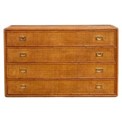 Bamboo And Rush Fabric Chest Of Drawers – 1970s