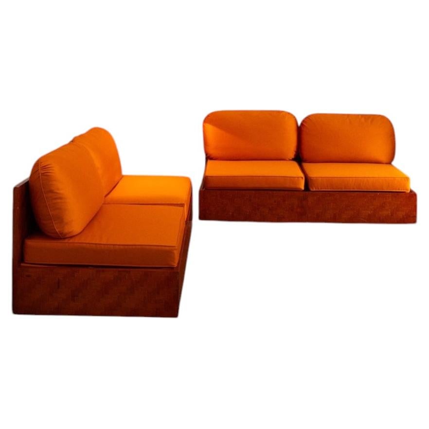 Modular Sofa Made of Pressed Bamboo – 1980s For Sale
