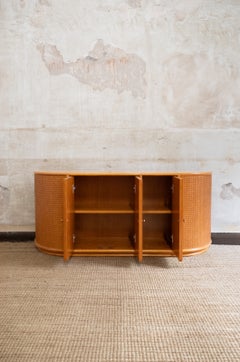 Wooden Sideboard with Vienna Cane Inlays – 1970s